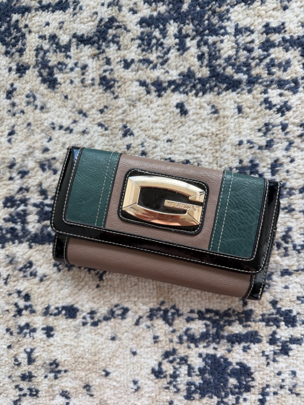 Designer-Inspired Tricolor Leather Wallet - Taupe, Forest Green, Black
